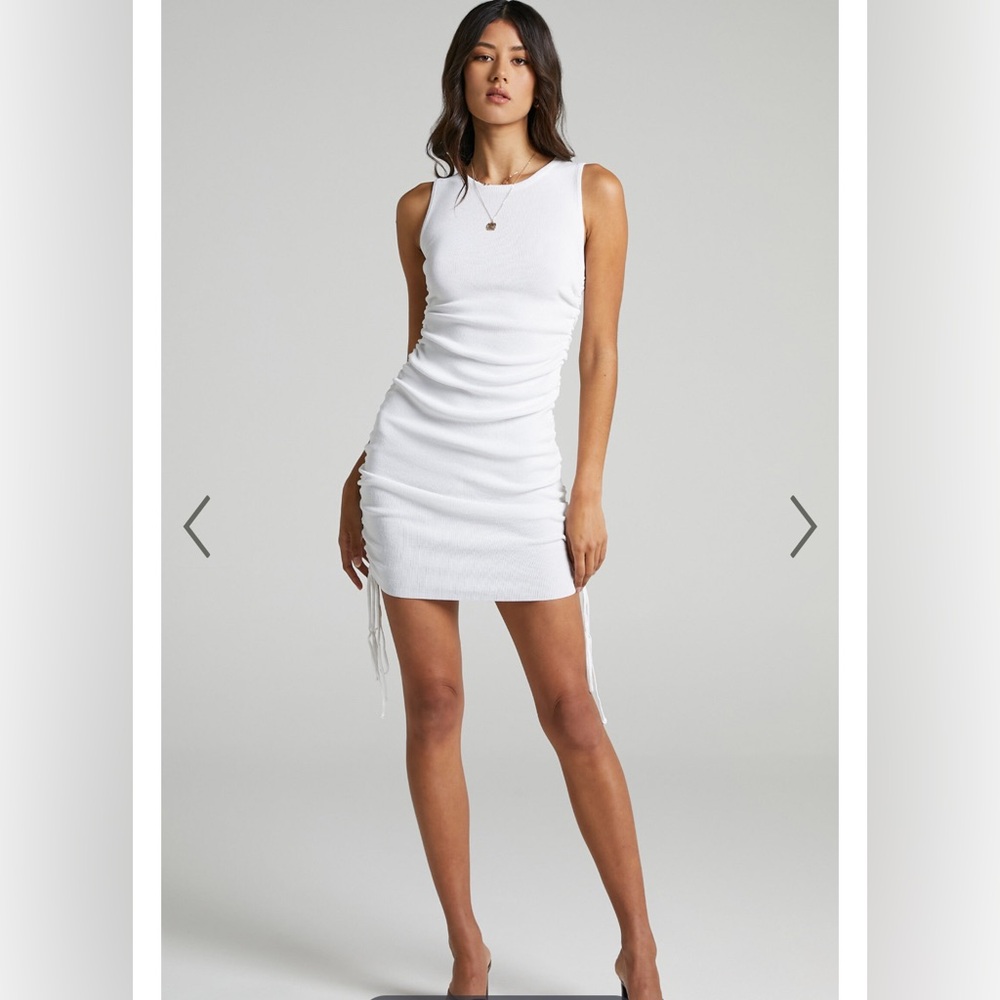 LIONESS - MILITARY MINDS DRESS IN WHITE adjustable length size XS